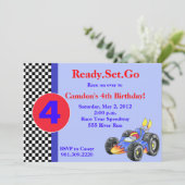 Invitation d'anniversaire de voiture de course (Debout devant)