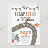 Invitation d'anniversaire de voiture de course (Devant)