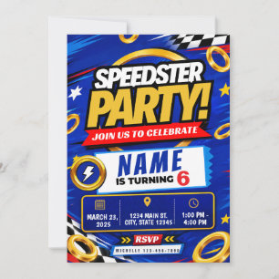 Invitation d'anniversaire de voiture de course   C
