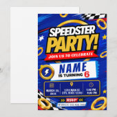 Invitation d'anniversaire de voiture de course | C (Devant / Derrière)