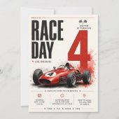 Invitation d'anniversaire de voiture de course de (Devant)