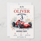 Invitation d'anniversaire de voiture de course de (Devant)