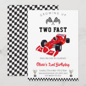 Invitation d'anniversaire de voiture de course de  (Devant / Derrière)