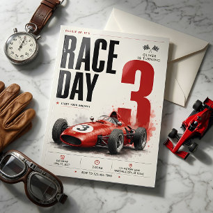 Invitation d'anniversaire de voiture de course de 