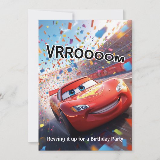 Invitation d'anniversaire de voiture de course de (Devant)