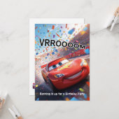 Invitation d'anniversaire de voiture de course de (Devant/Arrière en situation)