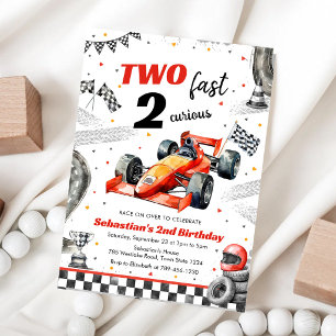 Invitation d'anniversaire de voiture de course Deu