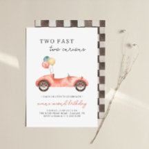 Invitation d'anniversaire de voiture de course Deu