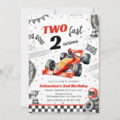 Invitation d'anniversaire de voiture de course Deu (Devant)