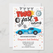 Invitation d'anniversaire de voiture de course Deu (Devant)