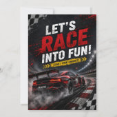 Invitation d'anniversaire de voiture de course | E (Dos)