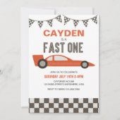 Invitation d'anniversaire de voiture de course Fas (Devant)