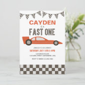 Invitation d'anniversaire de voiture de course Fas (Debout devant)