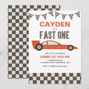 Invitation d'anniversaire de voiture de course Fas
