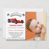 Invitation d'anniversaire de voiture de course – G (Devant)