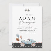 Invitation d'anniversaire de voiture de course, Jo (Devant)