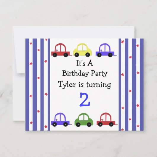 Invitation d'anniversaire de voiture de course mig (Devant)