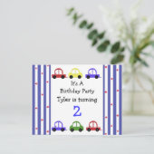 Invitation d'anniversaire de voiture de course mig (Debout devant)