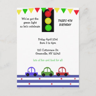 Invitation d'anniversaire de voiture de course mig