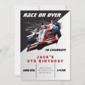 Invitation d'anniversaire de voiture de course mod (Devant)