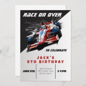 Invitation d'anniversaire de voiture de course mod (Devant / Derrière)