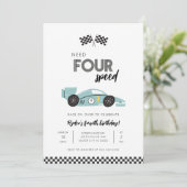 Invitation d'anniversaire de voiture de course Nee (Debout devant)