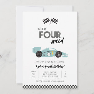 Invitation d'anniversaire de voiture de course Nee