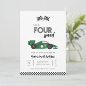 Invitation d'anniversaire de voiture de course Nee (Debout devant)