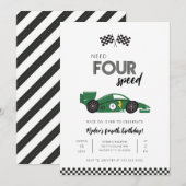 Invitation d'anniversaire de voiture de course Nee (Devant / Derrière)