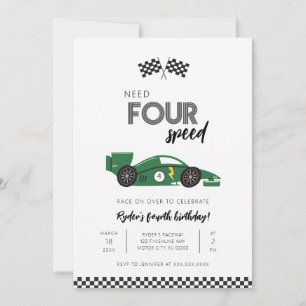 Invitation d'anniversaire de voiture de course Nee
