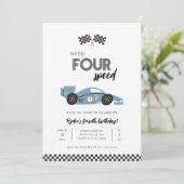 Invitation d'anniversaire de voiture de course Nee (Debout devant)