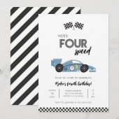 Invitation d'anniversaire de voiture de course Nee (Devant / Derrière)