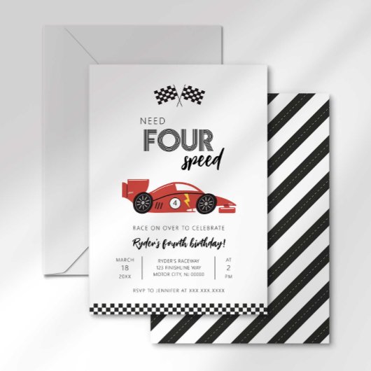 Invitation d'anniversaire de voiture de course Nee