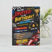 Invitation d'anniversaire de voiture de course | P (Debout devant)