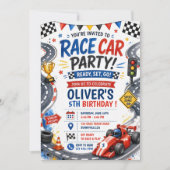 Invitation d'anniversaire de voiture de course per (Devant)