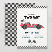 Invitation d'anniversaire de voiture de course per (Devant / Derrière)