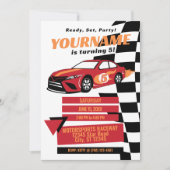 Invitation d'anniversaire de voiture de course (Ro (Devant)
