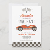 Invitation d'anniversaire de voiture de course rou (Devant)