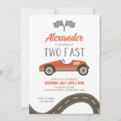 Invitation d'anniversaire de voiture de course rou (Devant)