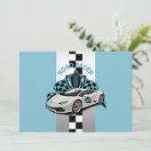 Invitation d'anniversaire de voiture de course ver (Debout devant)