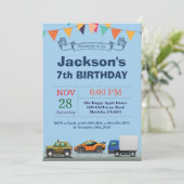 Invitation d'anniversaire de voiture de transport (Debout devant)