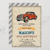 Invitation d'anniversaire de voiture vintage (Devant / Derrière)