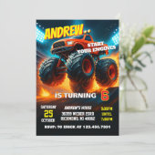 Invitation d'anniversaire de voitures de camion mo (Debout devant)