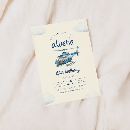 Invitation d'anniversaire de vol d'hélicoptère ver