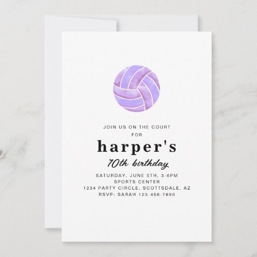 Invitation d'anniversaire de volley-ball (Devant)