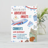Invitation d'anniversaire de voyage Thème de desti (Debout devant)