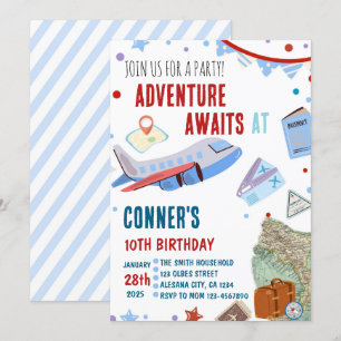 Invitation d'anniversaire de voyage Thème de desti