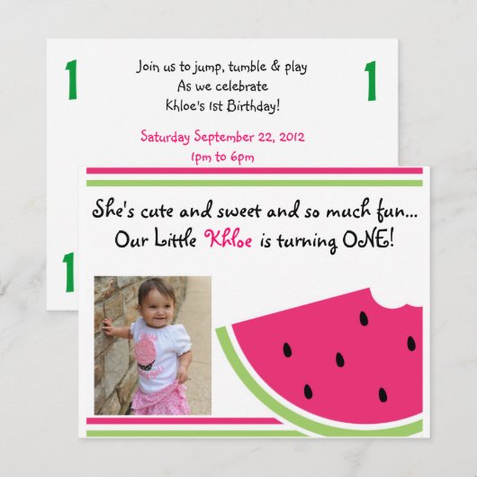 Invitation d'anniversaire de Watermelon (Devant / Derrière)