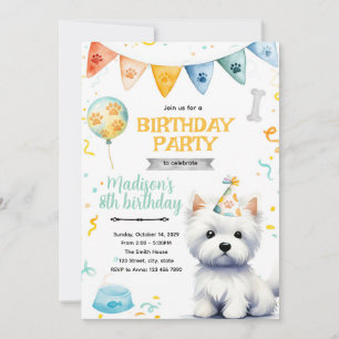 Invitation d'anniversaire de west highland terrier