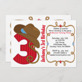 Invitation d'anniversaire de Western Big Three Boy (Devant / Derrière)